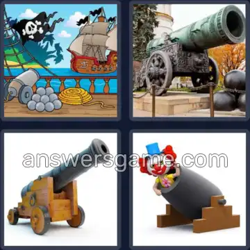4 Pics 1 Word 6 Letters CANNON