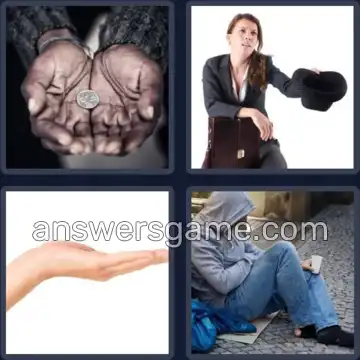 4 Pics 1 Word 6 Letters BEGGAR