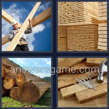 4 Pics 1 Word 6 Letters LUMBER