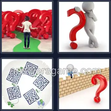4 Pics 1 Word 6 Letters RIDDLE