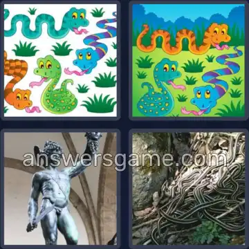 4 Pics 1 Word 6 Letters SNAKES