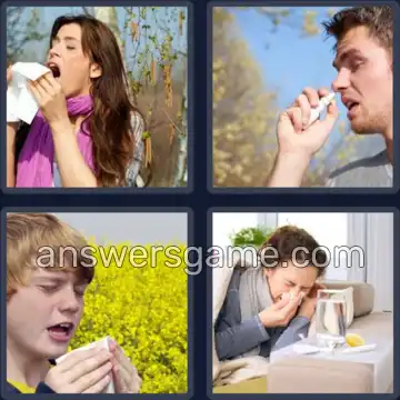 4 Pics 1 Word 6 Letters SNEEZE