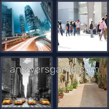 4 Pics 1 Word 6 Letters STREET