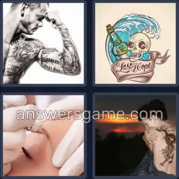 4 Pics 1 Word 6 Letters TATTOO