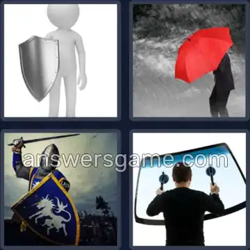 4 Pics 1 Word 6 Letters SHIELD