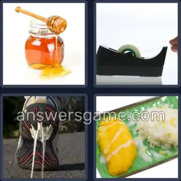 4 Pics 1 Word 6 Letters STICKY