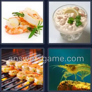 4 Pics 1 Word 6 Letters SHRIMP