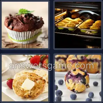 4 Pics 1 Word 6 Letters MUFFIN