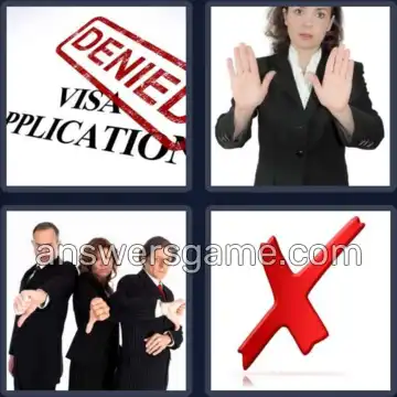 4 Pics 1 Word 6 Letters REJECT