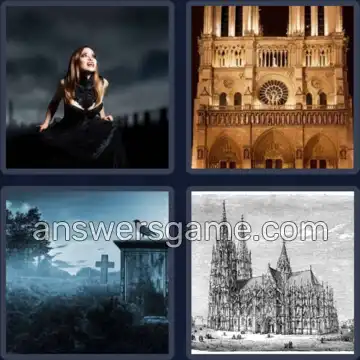 4 Pics 1 Word 6 Letters GOTHIC