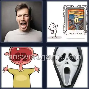 4 Pics 1 Word 6 Letters SCREAM