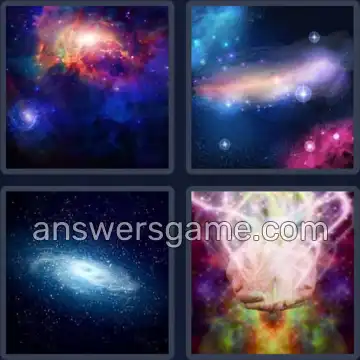 4 Pics 1 Word 6 Letters COSMIC