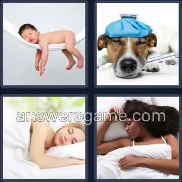 4 Pics 1 Word 6 Letters ASLEEP