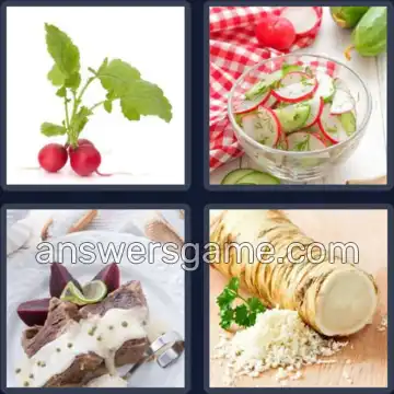 4 Pics 1 Word 6 Letters RADISH
