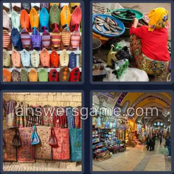 4 Pics 1 Word 6 Letters BAZAAR