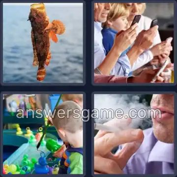 4 Pics 1 Word 6 Letters HOOKED