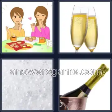 4 Pics 1 Word 6 Letters BUBBLY