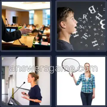 4 Pics 1 Word 6 Letters SPEECH