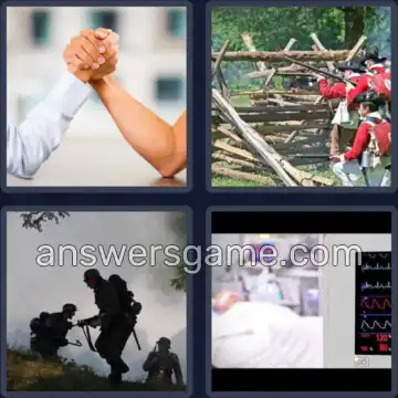 4 Pics 1 Word 6 Letters BATTLE