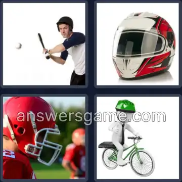 4 Pics 1 Word 6 Letters HELMET