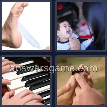 4 Pics 1 Word 6 Letters TICKLE