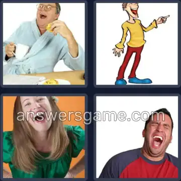 4 Pics 1 Word 6 Letters GUFFAW