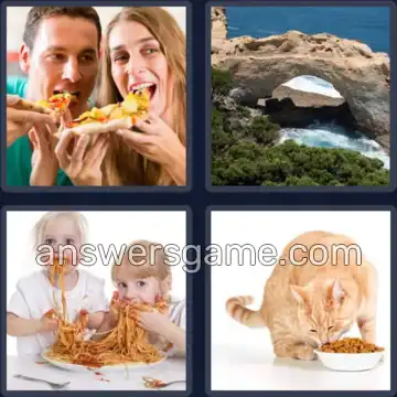 4 Pics 1 Word 6 Letters EATING