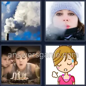 4 Pics 1 Word 6 Letters EXHALE
