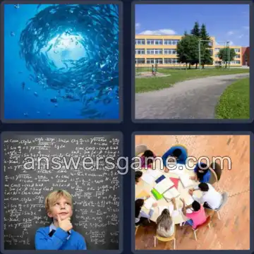 4 Pics 1 Word 6 Letters SCHOOL