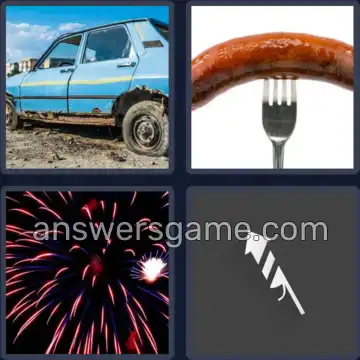 4 Pics 1 Word 6 Letters BANGER