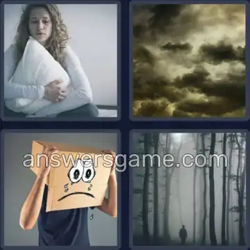 4 Pics 1 Word 6 Letters GLOOMY