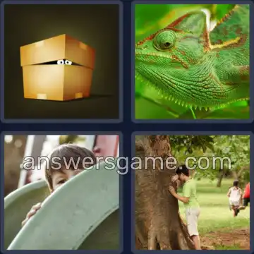 4 Pics 1 Word 6 Letters HIDING