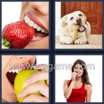 4 Pics 1 Word 6 Letters BITING