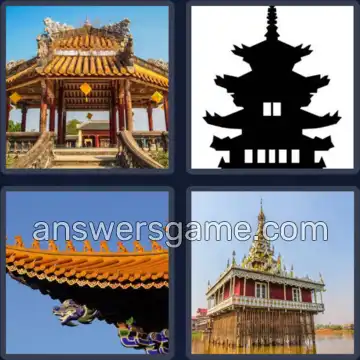 4 Pics 1 Word 6 Letters PAGODA