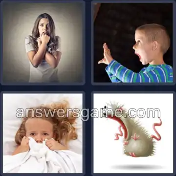 4 Pics 1 Word 6 Letters FRIGHT