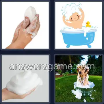 4 Pics 1 Word 6 Letters LATHER
