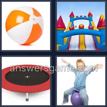 4 Pics 1 Word 6 Letters BOUNCY
