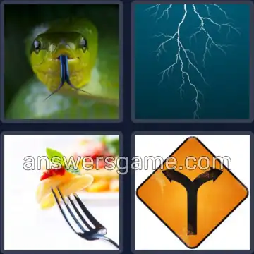 4 Pics 1 Word 6 Letters FORKED