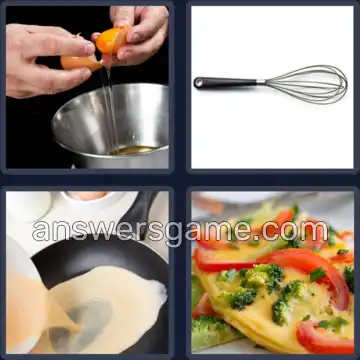 4 Pics 1 Word 6 Letters OMELET