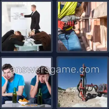 4 Pics 1 Word 6 Letters BORING