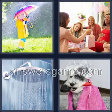 4 Pics 1 Word 6 Letters SHOWER