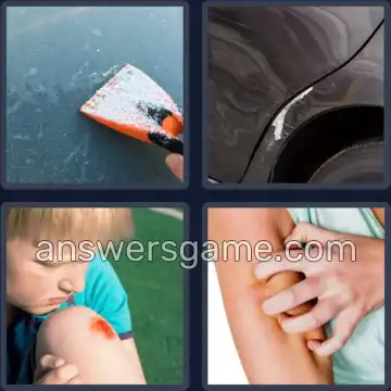 4 Pics 1 Word 6 Letters SCRAPE
