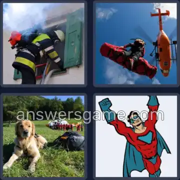 4 Pics 1 Word 6 Letters RESCUE