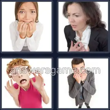 4 Pics 1 Word 6 Letters AFRAID