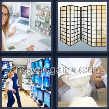 4 Pics 1 Word 6 Letters SCREEN