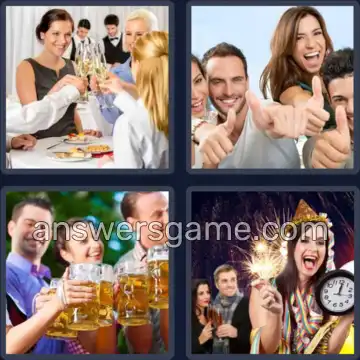 4 Pics 1 Word 6 Letters CHEERS
