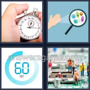 4 Pics 1 Word 6 Letters MINUTE