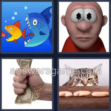 4 Pics 1 Word 6 Letters GREEDY