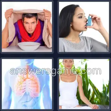 4 Pics 1 Word 6 Letters INHALE