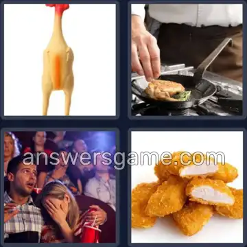 4 Pics 1 Word 7 Letters CHICKEN